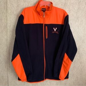 Virginia Cavalier Orange and Black Zip-Up Fleece Jacket Large
